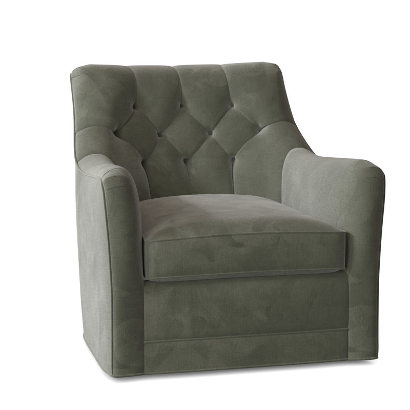 Fauteuil pivotant touffeté l 32 po Emery, 9953 polyester saule
