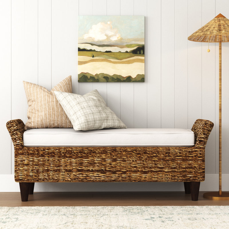 Calne Upholstered Wicker Bench
