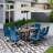 9 Piece Patio Dining Set, Outdoor Dining Table And Chairs Set For 8, 8 Swivel Chairs, 1 Iron Rectangular Table With Adjustable Umbrella Hole, Patio Furniture Set For Deck, Backyard, Lawn, Poolside, Brown/gray/blue-110194794