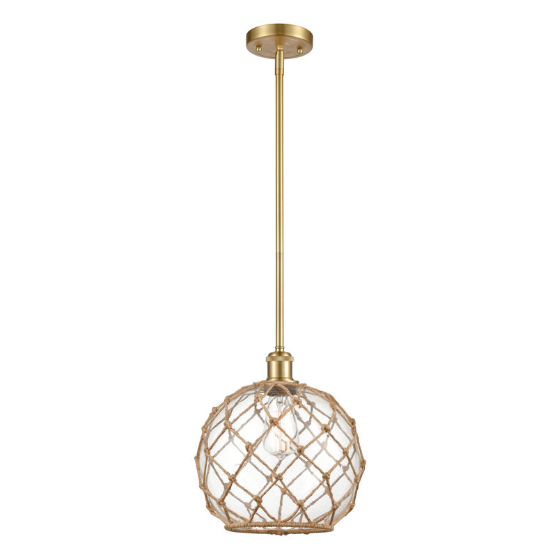 Tobey 1 - Light Single Pendant, Clear/Brown, 13" H x 10" W x 10" D, Polished Nickel