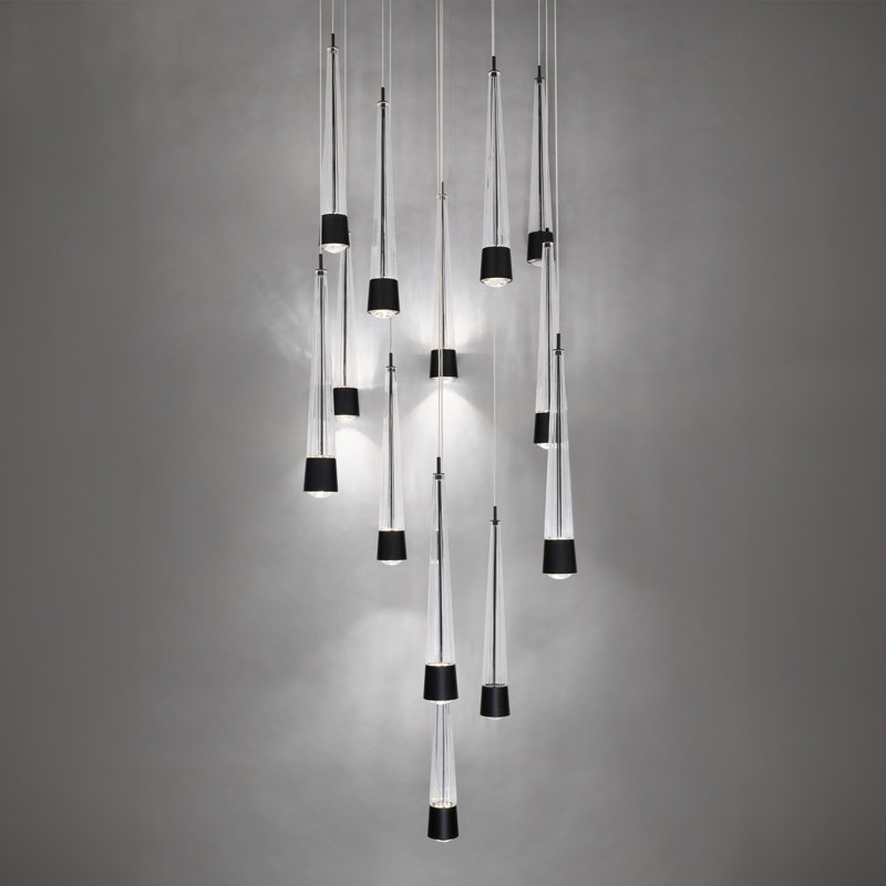 Luminaire suspendu grappe 13 lumières Quill Square, Noir