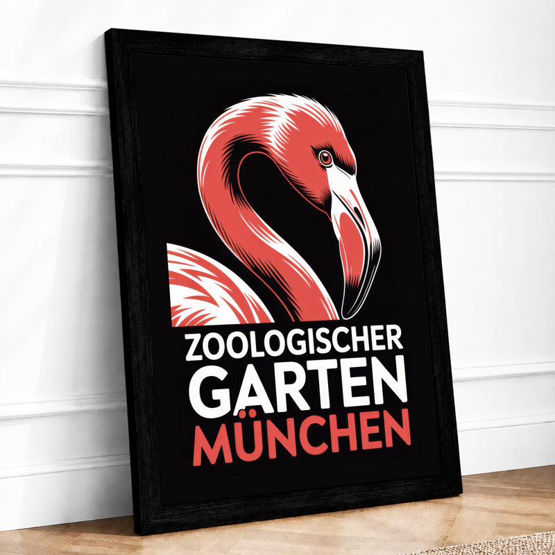 Flamingo Zoo Poster Art Deco - Print, Black, A3 - 42.0 x 29.7 cm
