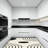 Modern washable living room and bedroom area carpet - large abstract black and white carpet, anti slip thin home decoration, curved-708920968