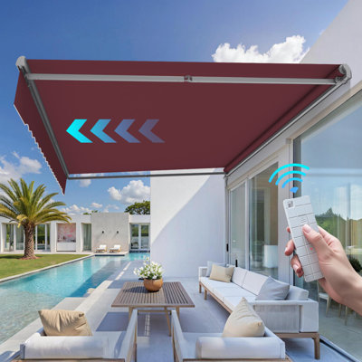 Auvents de patio rétractables électriques 10 x 8 pi, auvent d'extérieur avec télécommande