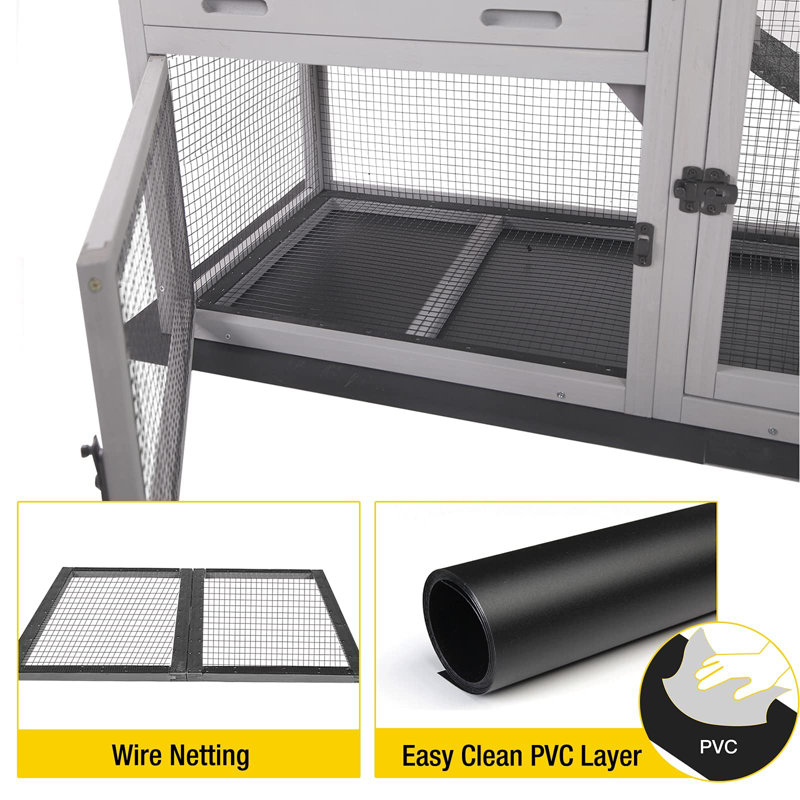 Rabbit Hutch Outdoor Chickecn Coop Indoor Bunny Cage With Pull Out Tray,upgrade Version,removable Bottom Wire Mesh 53.4" L X 23.6" W X 38.1" H