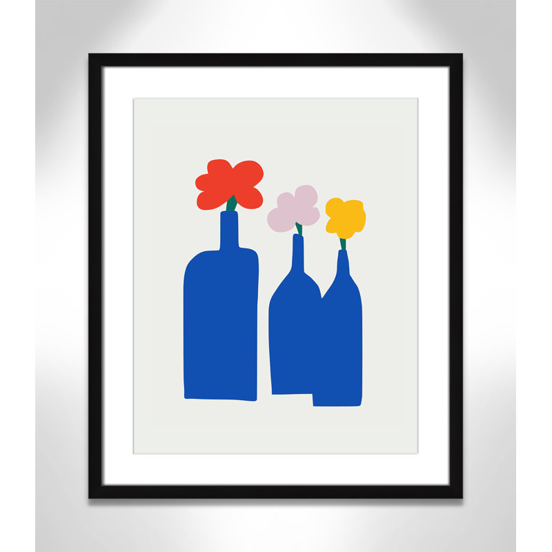 «Bold Blooms Trio Print» par Dean, L 21,5 po x H 25,5 po, Matted Print, Noir satiné