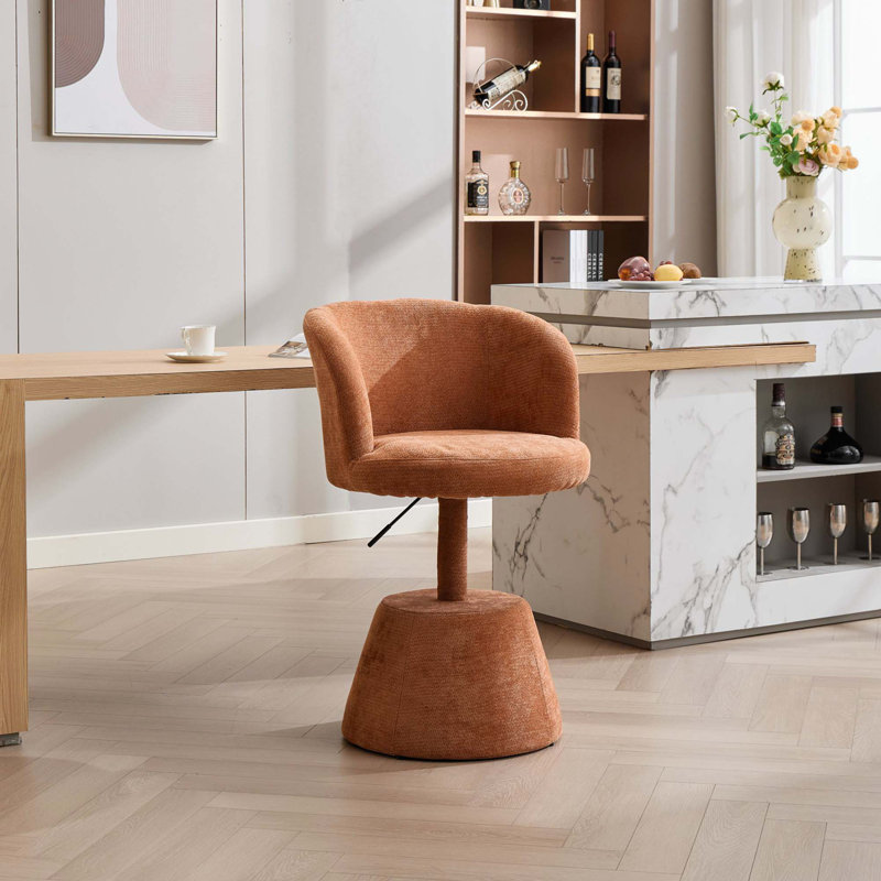 Chaise pivotante à hauteur ajustable 360 ° avec revêtement en chenille