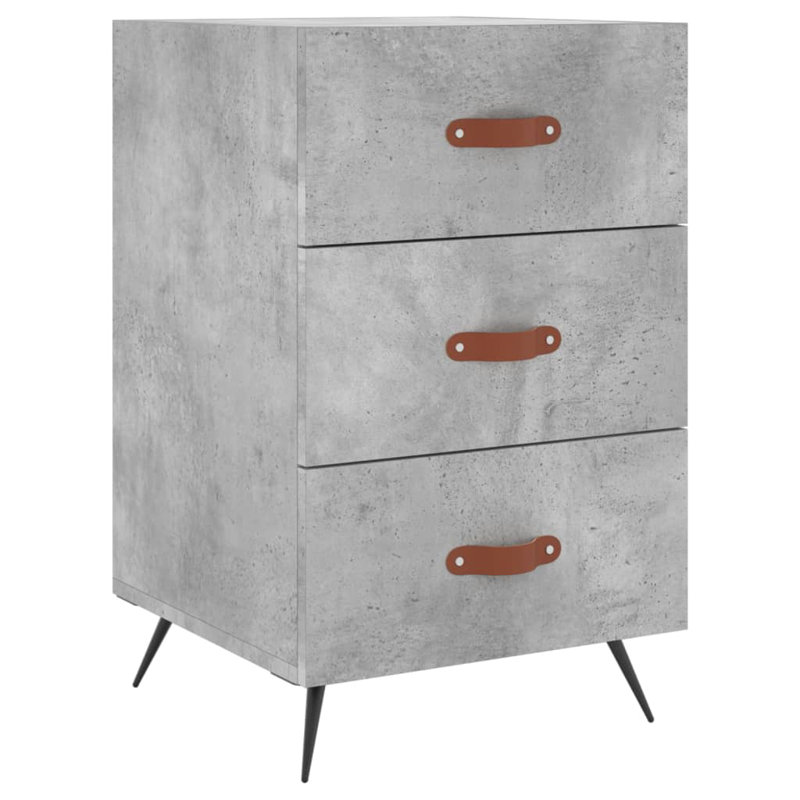 Bursten 40 cm W Iron Bedside Table, Concrete Grey
