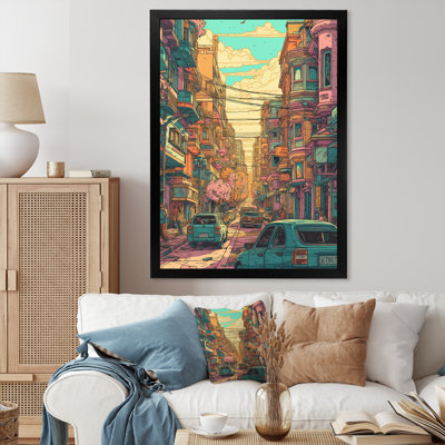 Impression sur toile encadrée orange et rose