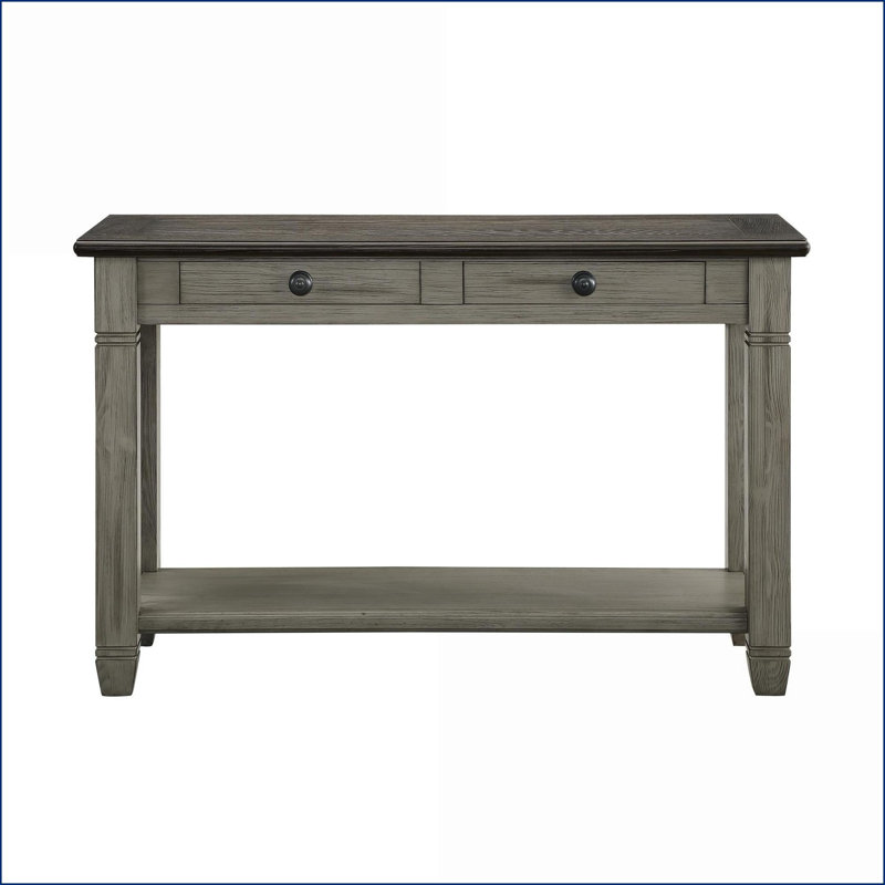 Table basse en bois pour le salon, deux tons gris antique et amp; Café avec 2 tiroirs Tablette inférieure