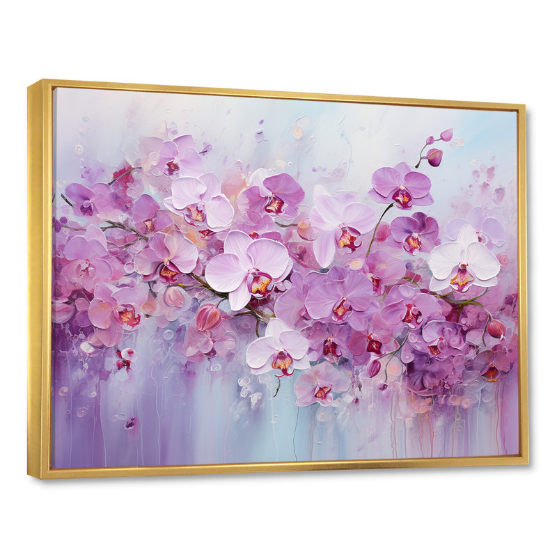 «Purple Pansies Blooming Field» sur toile, Cadre flottant doré, H 16 po x l 32 po x P 1 po