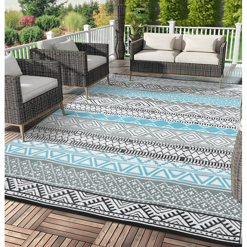 Outdoor Rug 9 x 12 ft Waterproof for Patios Clearance, Reversible Outdoor Plastic Straw Camping Rug Carpet, Large Rugs Mats for RV, Camper, Deck, Balcony, Beach, Picnic, UV Resistant Area Rug