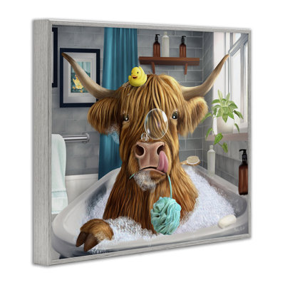  Art giclée Highland Cow Bubble Bath par Mehu Art