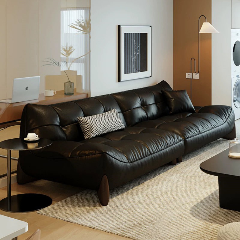 Minimalist Retro Straight-lined Black Sofa