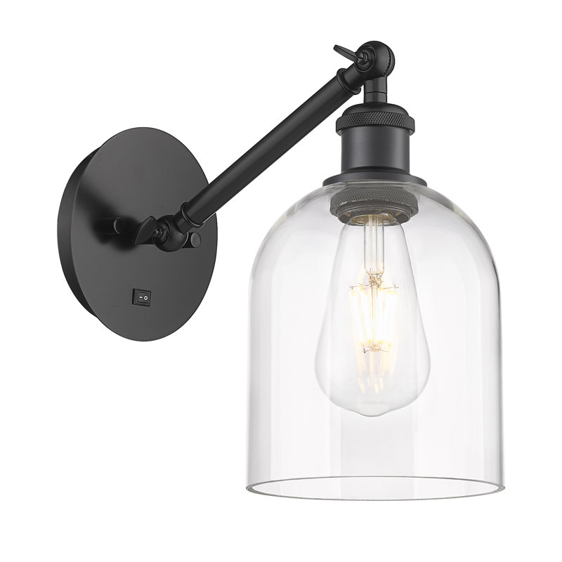 Odaniel Steel Armed Sconce, Clear, Matte Black