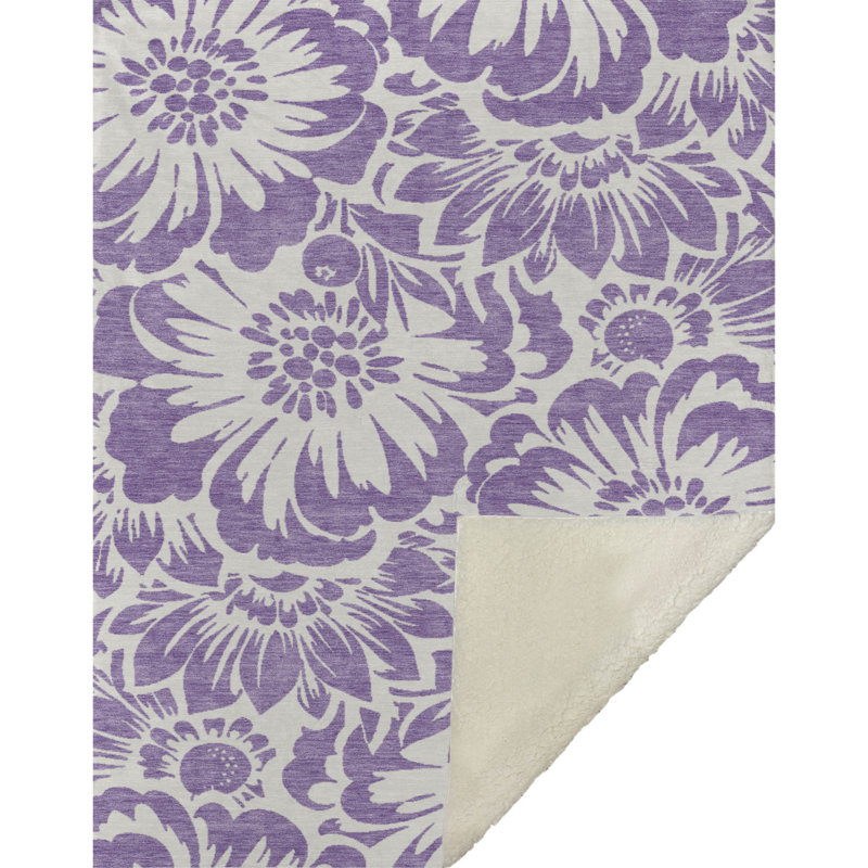 Jeté en sherpa floral Addison, Mauve