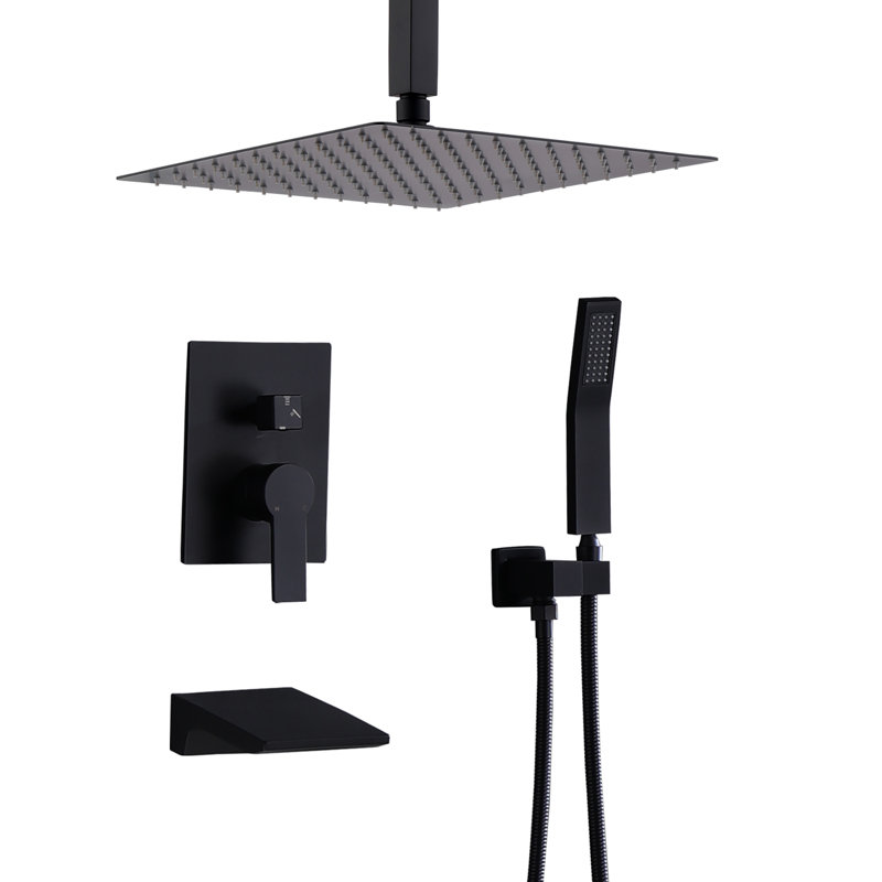 Wall Mounted Shower Fixtures With Shower Valve And Trim Kit,shower Faucet Set, Matte Black