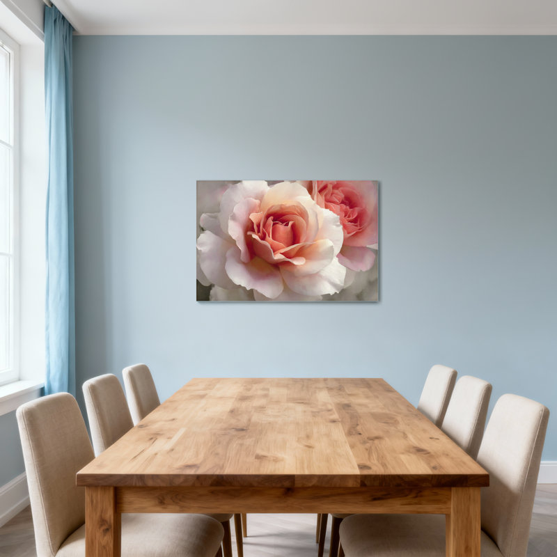 Plantes et fleurs rose tendre à motif floral rose Z251224084240944471, H 16 po x l 24 po