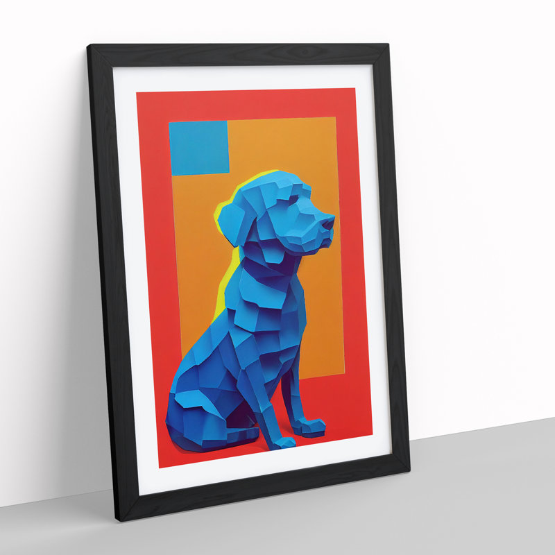 Sitting Dog No.2 - Framed Print, Black Framed, 64cm H x 46cm W x 2cm D
