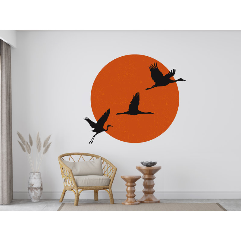 Adhésif décoratif soleil oiseau, pépinière coucher de soleil Boho cercle décor, autocollant d'arche de lit, adhésif mural Hedboard, autocollant mural