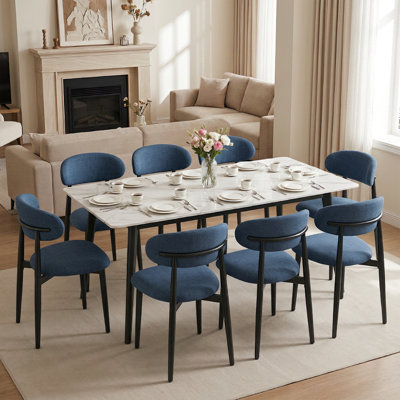 Ensemble de 6 chaises de salle à manger, chaises de cuisine en métal avec revêtement en tissu moderne pour salle à manger