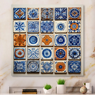 Boho Turkish Blue Tiles 1 - Boho Tiles, art mural en métal