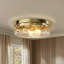 Plafonnier encastré 12 po à 3 lumières en laiton brossé moderne en métal et verre à intensité variable pour chambre à coucher-107080387