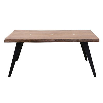 Table basse 47 po x 23,5 po x 17,5 po, surface en bois et pieds élégants, mobilier de salon classique, surface noire Mid-Century