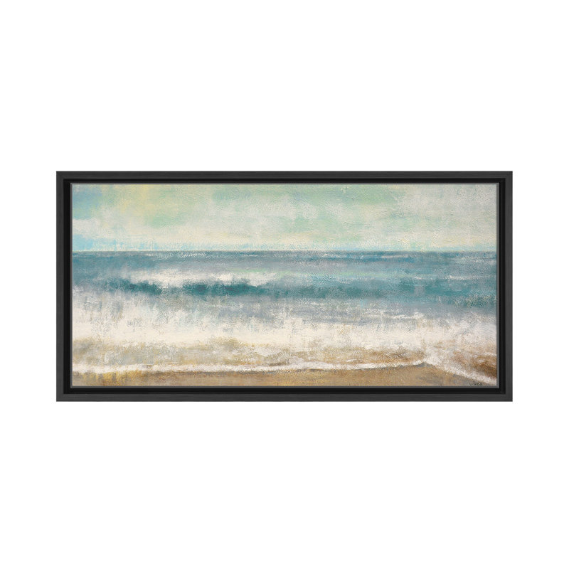 «Beach Memories» par Norman Wyatt Jr. - peinture à cadre flottant, H 18 po x l 36 po x P 1,5 po
