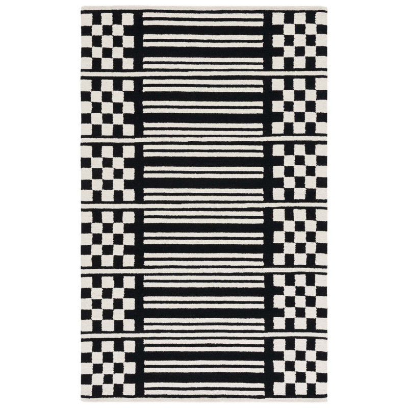 Amed 0.38" Pile Hand-Tufted Wool Geometric Area Rug, Square 6'
