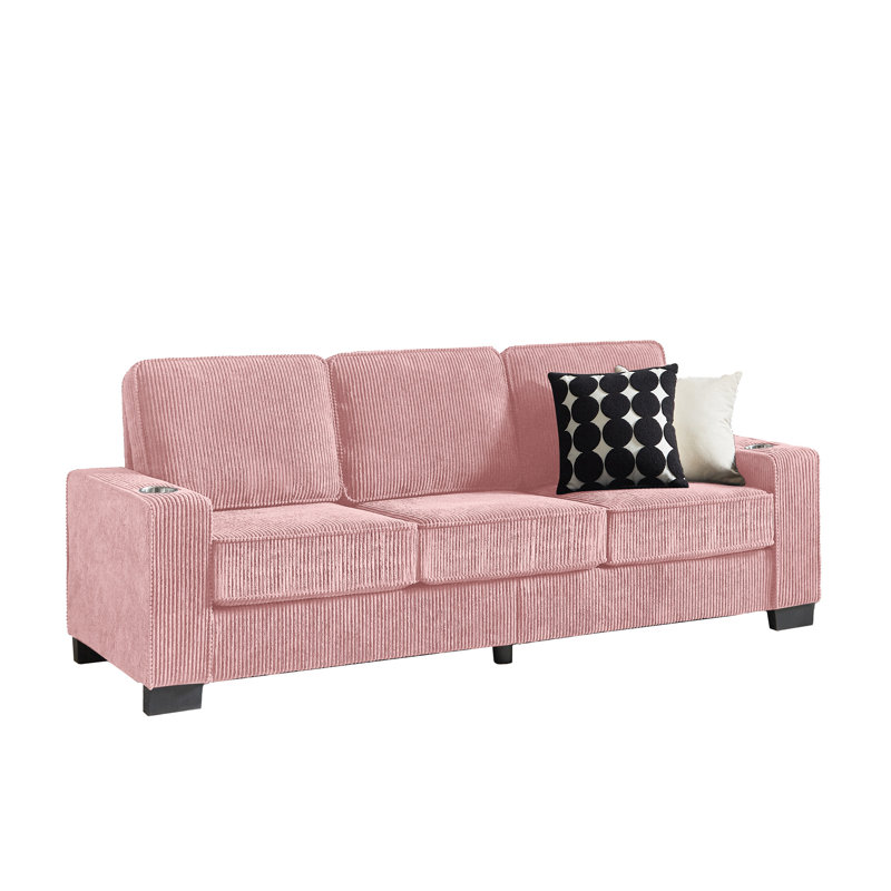 Canapé standard 84 po 3 places avec porte-gobelets, Rose