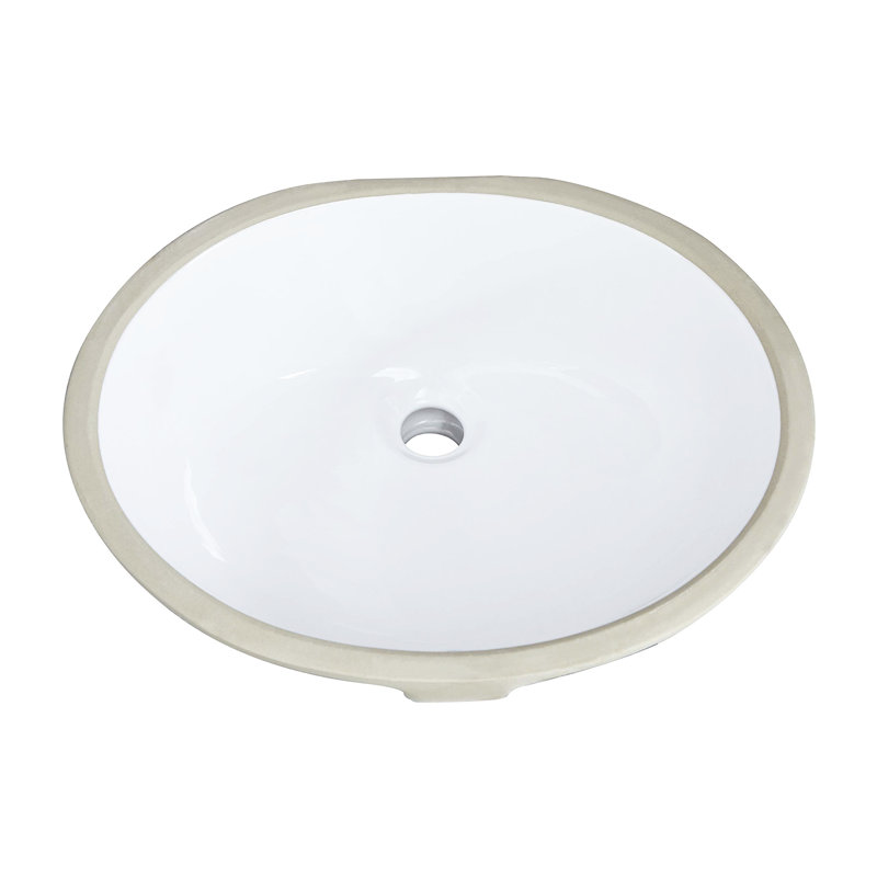 Lavabo de salle de bain ovale encastré en céramique pour salle de bain - blanc, chauffant, teinté avec égratignure rouille et trop-plein