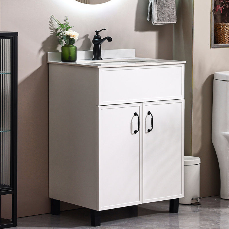 Meuble-lavabo simple sur pied Chrisna de 24 pieds avec comptoir en pierre