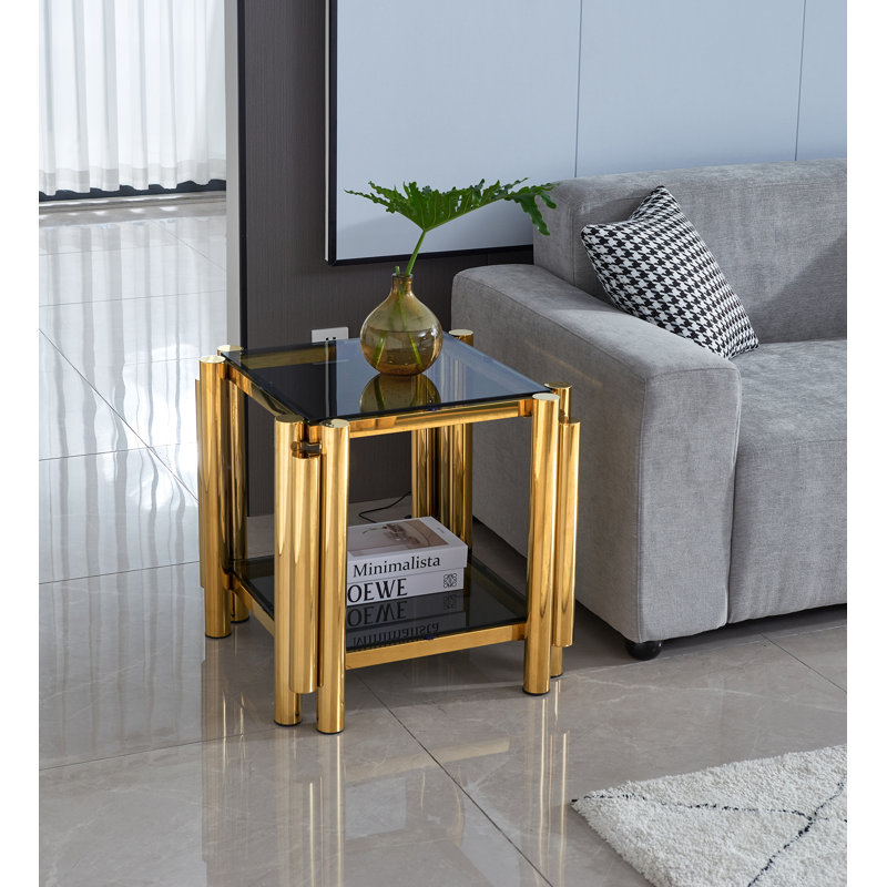Table de bout Allysah, Or, Noir