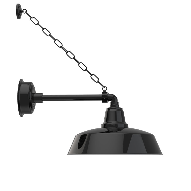 Luminaire de grange d'extérieur à DEL Vandervliet, H 10 po x l 16 po x P 25 po, Noir