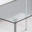 Table de salle à manger moderne en verre rectangulaire, pour 4 à 6 personnes, avec comptoir en verre trempé et pieds de table en métal argenté, bureau, convient pour la cuisine, la salle à manger et le salon. W1151S01595-383548427-383549036