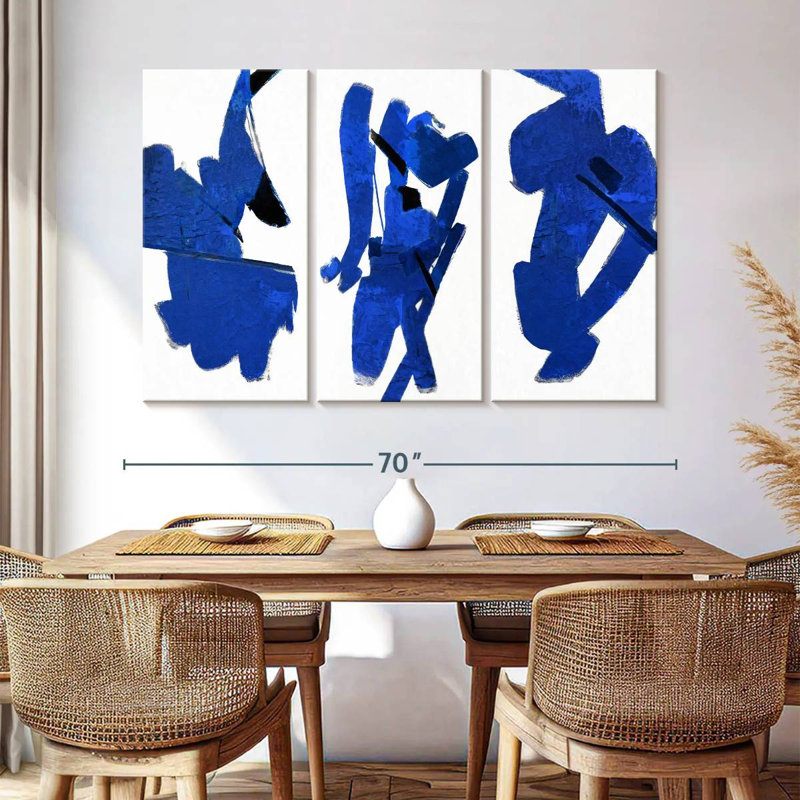 Avery Abstract Navy Blue Streaks, 32" H x 50" W