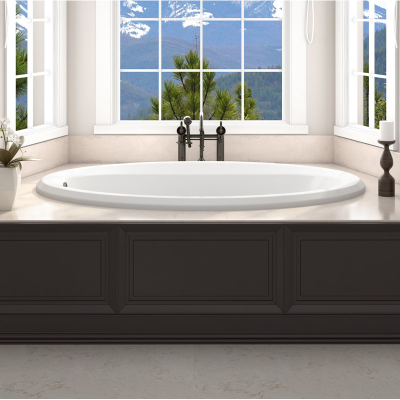 SIGNATURE® Oval in Rectangle 6042 Drop-In Whirlpool LH/RBM 3-Tile Flange White, Left, Yes, White