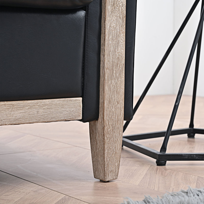 Chaise d'appoint rembourrée Rashieka, Similicuir noir