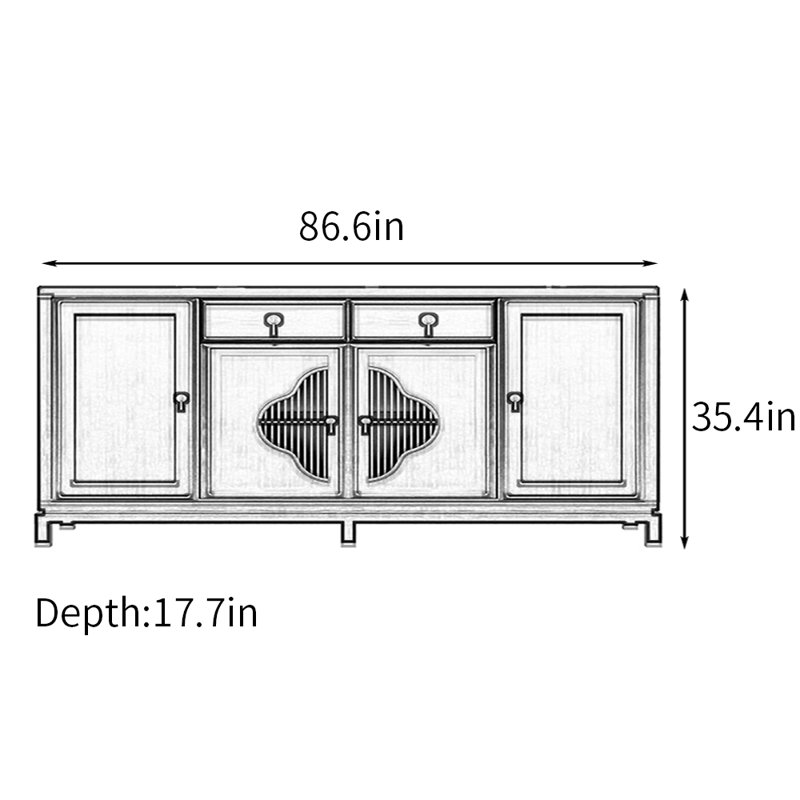 Tea Cabinet  Sideboard, 35.4" H x 86.6" W x 17.7" D