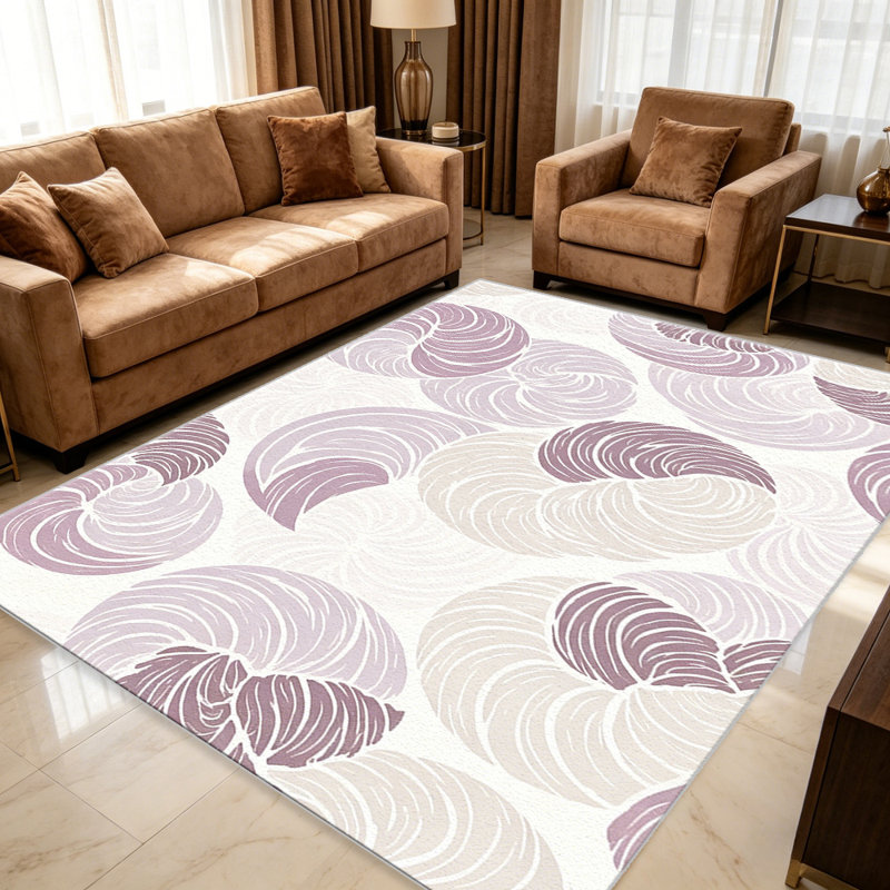 Lavender & Taupe Nautilus Shell Pattern carpet-easy to clean, machine-washable, soft and comfortable; suitable for door mats, kitchens, living rooms, bedrooms, corridors, and laundry areas. Easy to clean, durable carpet for home decoration.