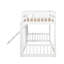 Lit superposé simple au-dessus d'un lit simple avec rampe et échelle d'escalade, style maison de jeu avec garde-corps, blanc-1409484458