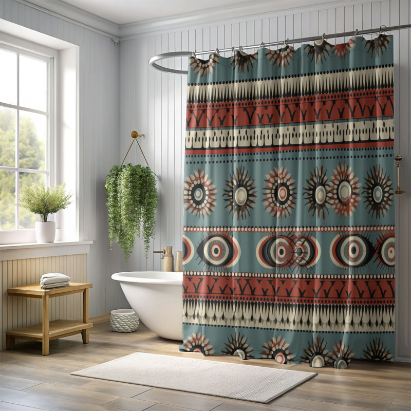 Rideau de douche Boho Blossoms - Premium, H 74 po x l 71 po