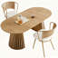 Ensemble 2 pièces de table de salle à manger et chaises de salle à manger en bois massif - Chaises de style ferme-133963452-133963454