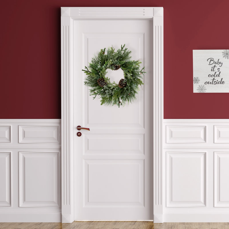 Frosted Pine and Cedar Artificial Christmas Wreath - 28 Inches