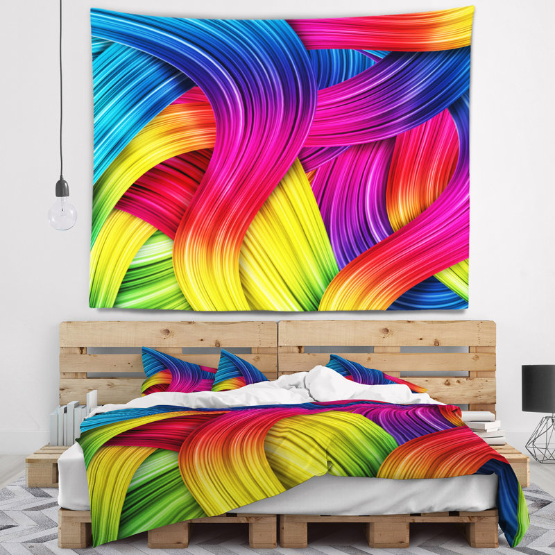Tapisserie abstraite de l'arc-en-ciel 3d, H 32 po x l 39 po