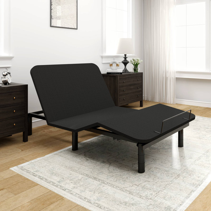 Structure de lit réglable Boltz avec télécommande câblée et tissu Oxford, Lit simple