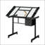 Bureau de dessin réglable avec 2 tiroirs en tissu, 4 roulettes et plateau inclinable pour des espaces de travail créatifs-129950645