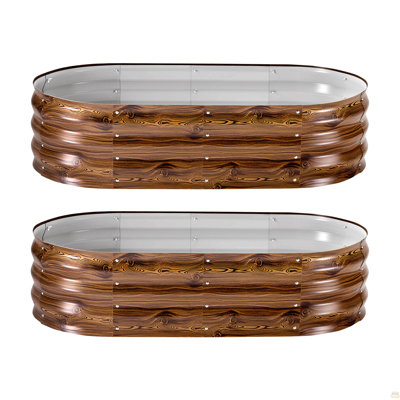 Ensemble de 2 lits de jardin surélevés galvanisés, 4 x 2 x 1 pi, ensemble de boîtes à fleurs ovales en métal pour l'extérieur