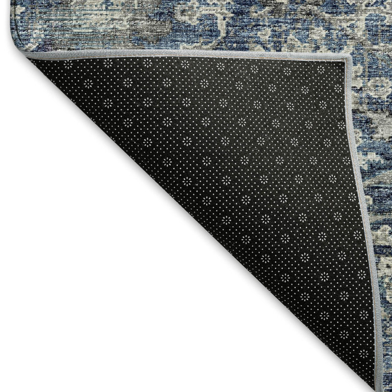 Tapis bleu Premium lavable à la machine Andreau AMF92, Tapis de couloir 2 pi 3 po x 7 pi 6 po